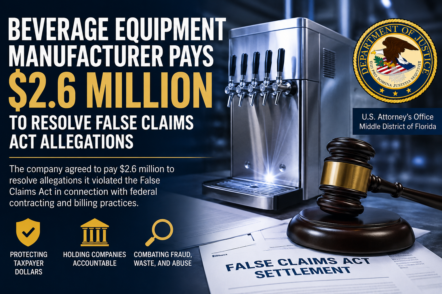 Florida Manufacturer Pays $2.6 Million To Resolve False Claims Act Allegations